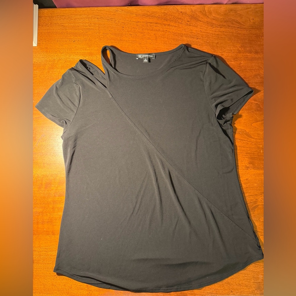 Soft and sexy black INC top with shoulder slit sz XL